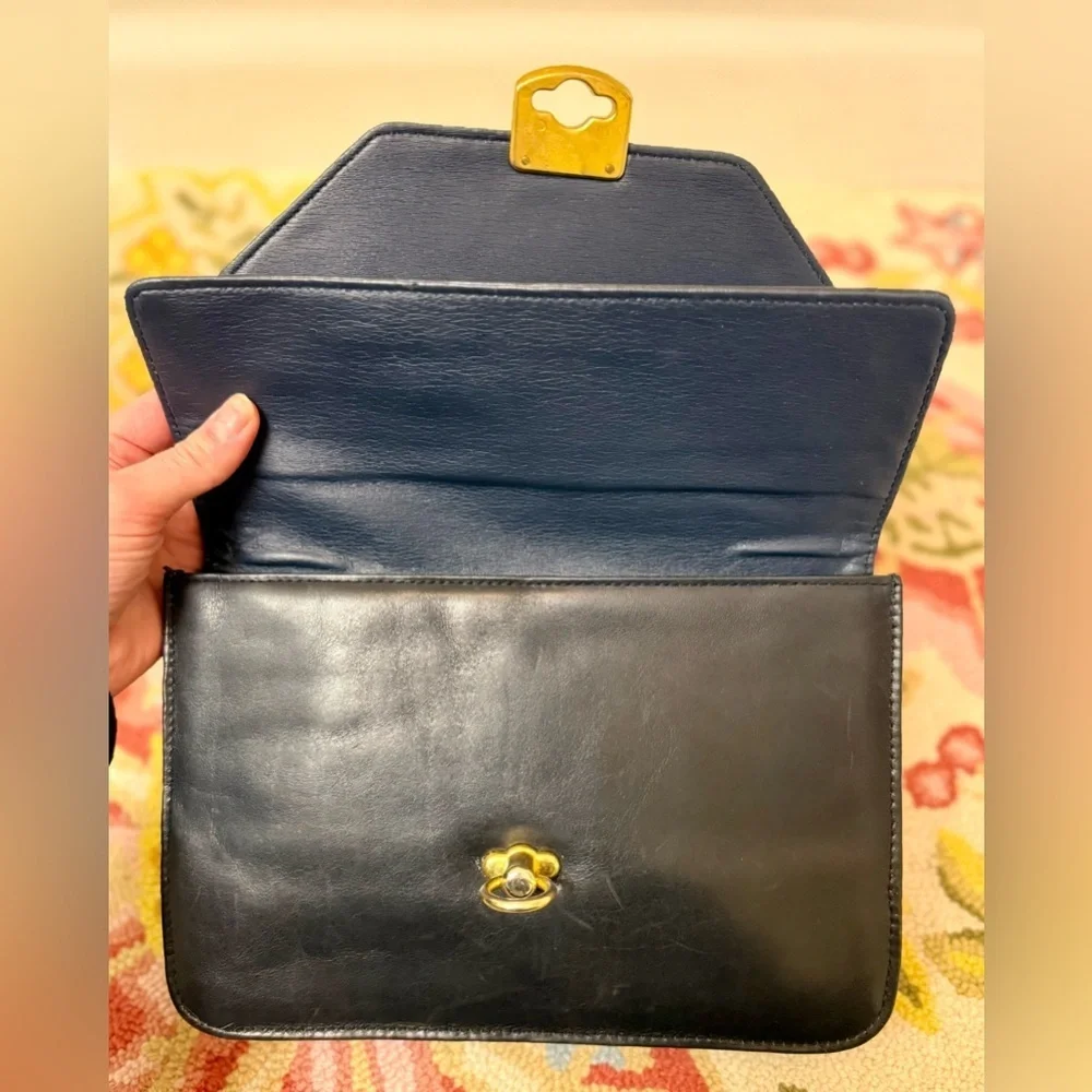 RARE 90’s Vintage GIORGIO BEVERLY HILLS Black Leather Top Handle Bag - Picture 10 of 16
